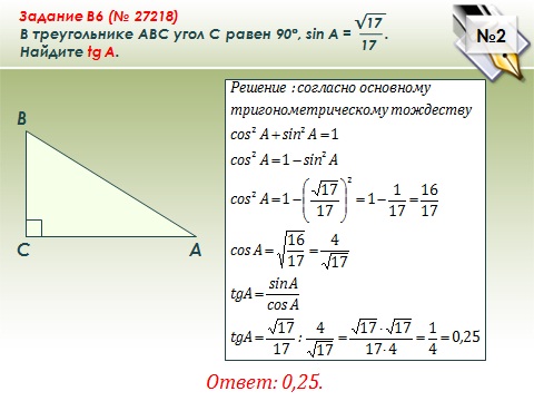 Прямоугольные треугольники ЕГЭ по математике